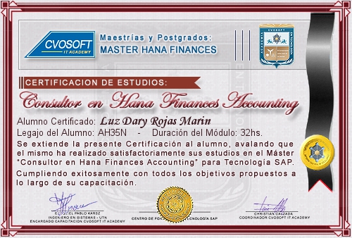 Certificación de estudios en Master S/4HANA FINANCE Accounting