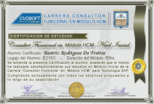 Certificaci�n de estudios en Carrera Consultor SAP HCM Nivel Inicial