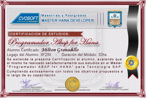 Certificación de estudios en Master ABAP for HANA