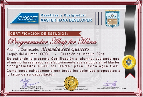 Certificación de estudios en Master ABAP for HANA