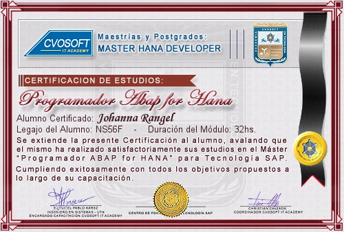 Certificación de estudios en Master ABAP for HANA