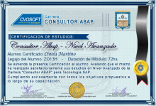 Certificación en Carrera Consultor ABAP Nivel Avanzado