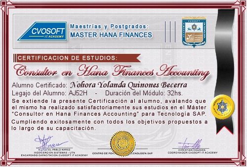 Certificación de estudios en Master Accounting for SAP S/4HANA FINANCE