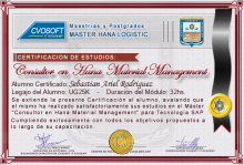 Certificación en Master Material Management for SAP S/4HANA LOGISTIC