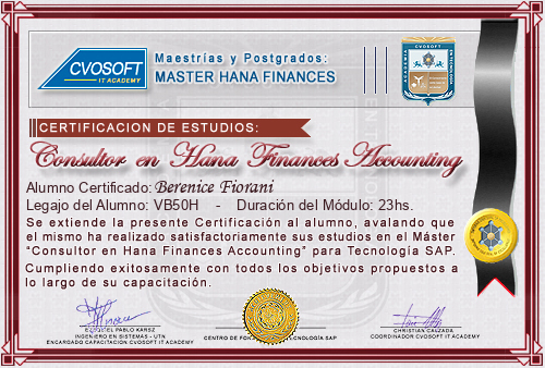 Certificación de estudios en Master Accounting for SAP S/4HANA FINANCE