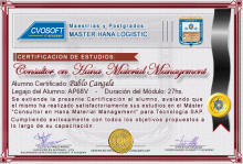 Certificación en Master Material Management for SAP S/4HANA LOGISTIC