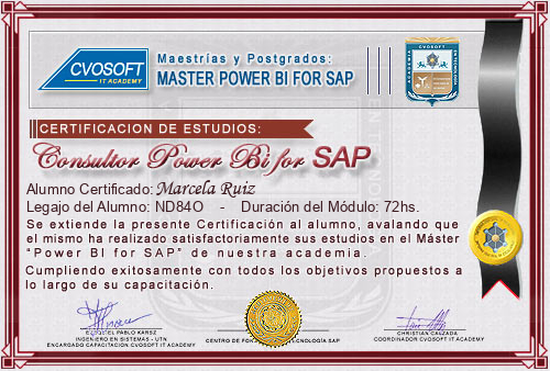 Certificación de estudios en Master Power BI for SAP