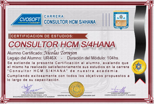 Certificaci�n de estudios en Carrera Consultor SAP HCM S/4HANA