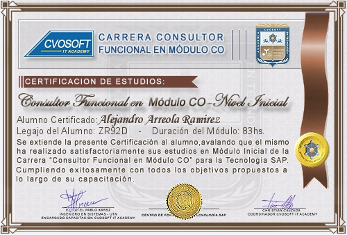 Certificación de estudios en Carrera Consultor SAP CO Nivel Inicial
