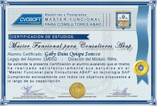 Certificación de estudios en Master Funcional ABAP