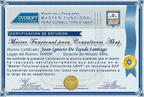 Certificación de estudios en Master Funcional para Consultores ABAP