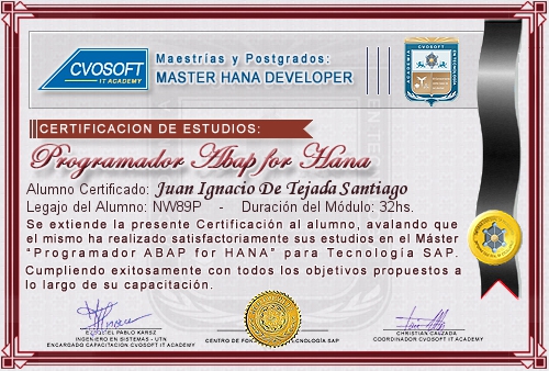 Certificación de estudios en Master ABAP for HANA