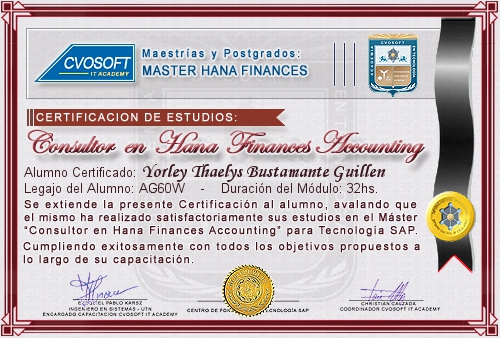 Certificación de estudios en Master Accounting for SAP S/4HANA FINANCE
