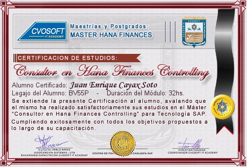 Certificacin de estudios en Master S/4HANA FINANCE Controlling