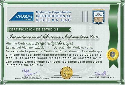 Certificación de estudios en Introducción a SAP