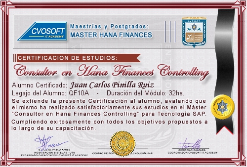 Certificacin de estudios en Master S/4HANA FINANCE Controlling