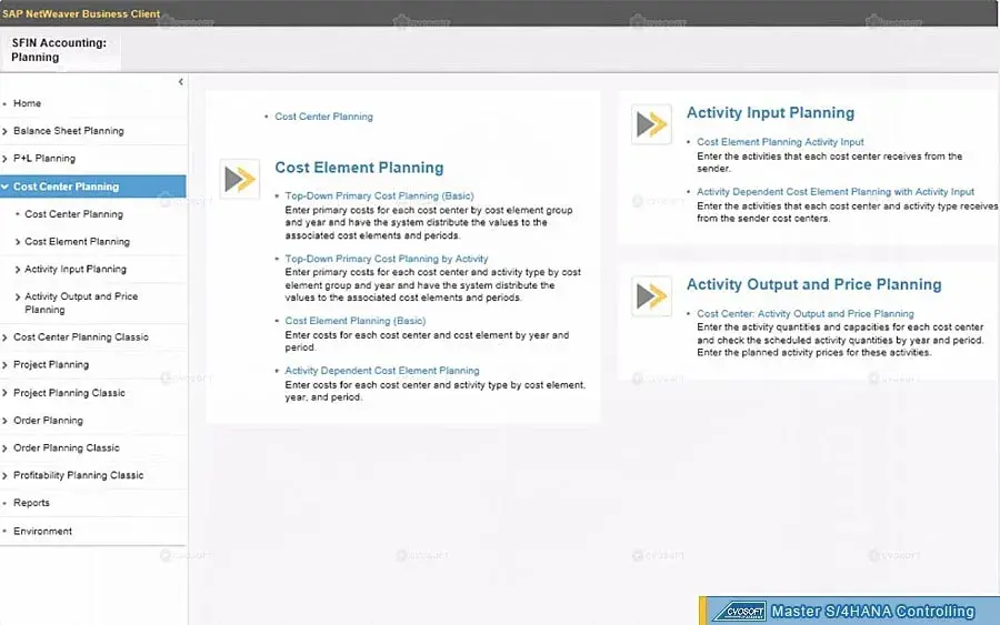 SAP S/4HANA CONTROLLING - Planificación mediante SAP Netweaver Business Client
