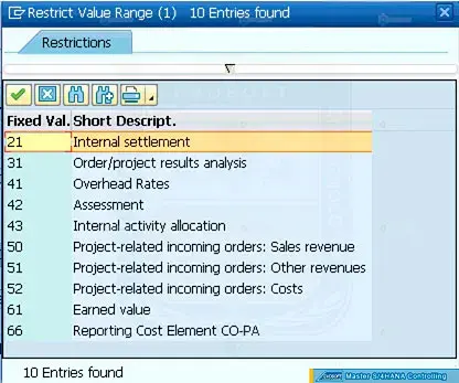 SAP S/4HANA CONTROLLING - Secondary Cost element Category